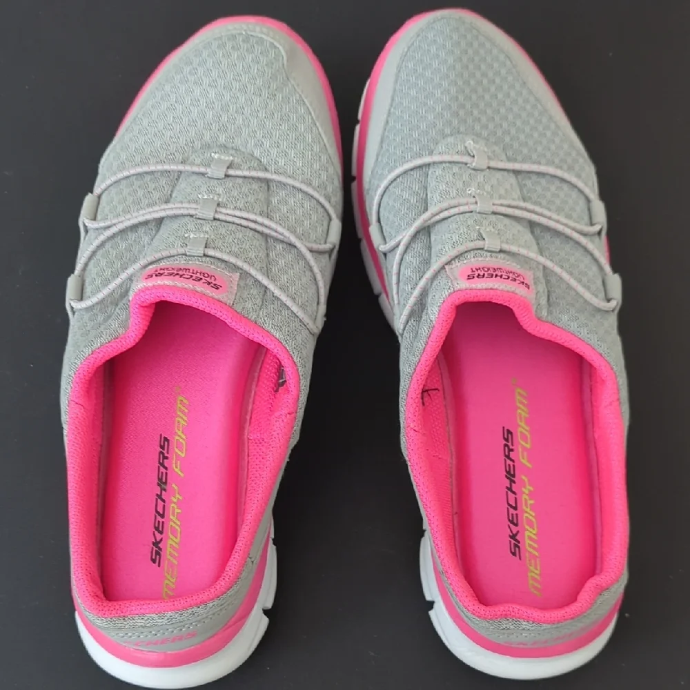 Skechers Women's Gray and Pink Slip-on Sneakers, 7 - Picture 1 of 5